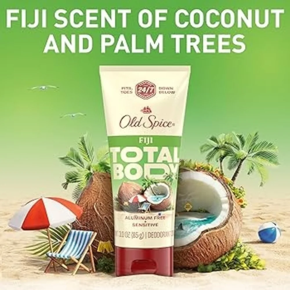 🍒 5/$20 new Old Spice Total Body Mens Deodorant Cream Antiperspirant Fiji Scent